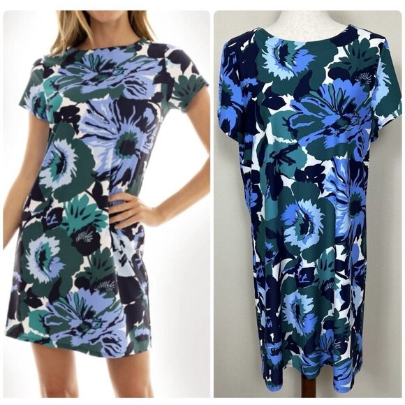 Jude Connally Dresses & Skirts - Jude Connally Ella Dress Size Large Jude Cloth Floral Nylon Stretch Short Sleeve